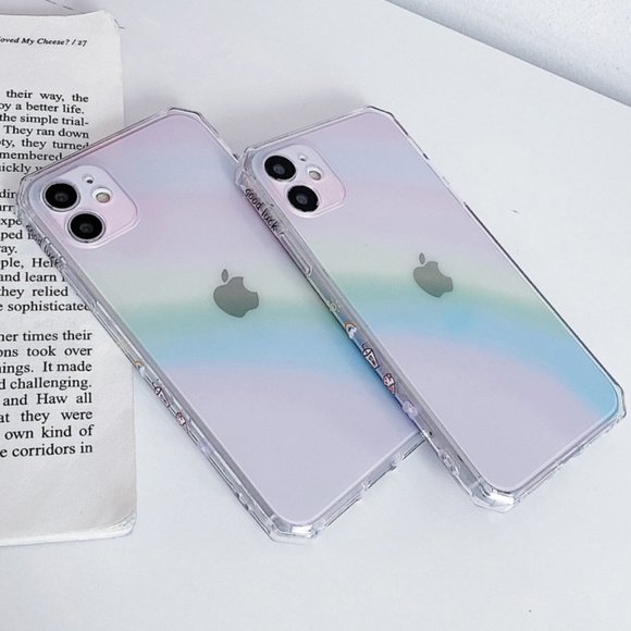 NEW iPhone 13/12/11/Pro/Max Rainbow Clear Square iphone case - Picture 2 of 7